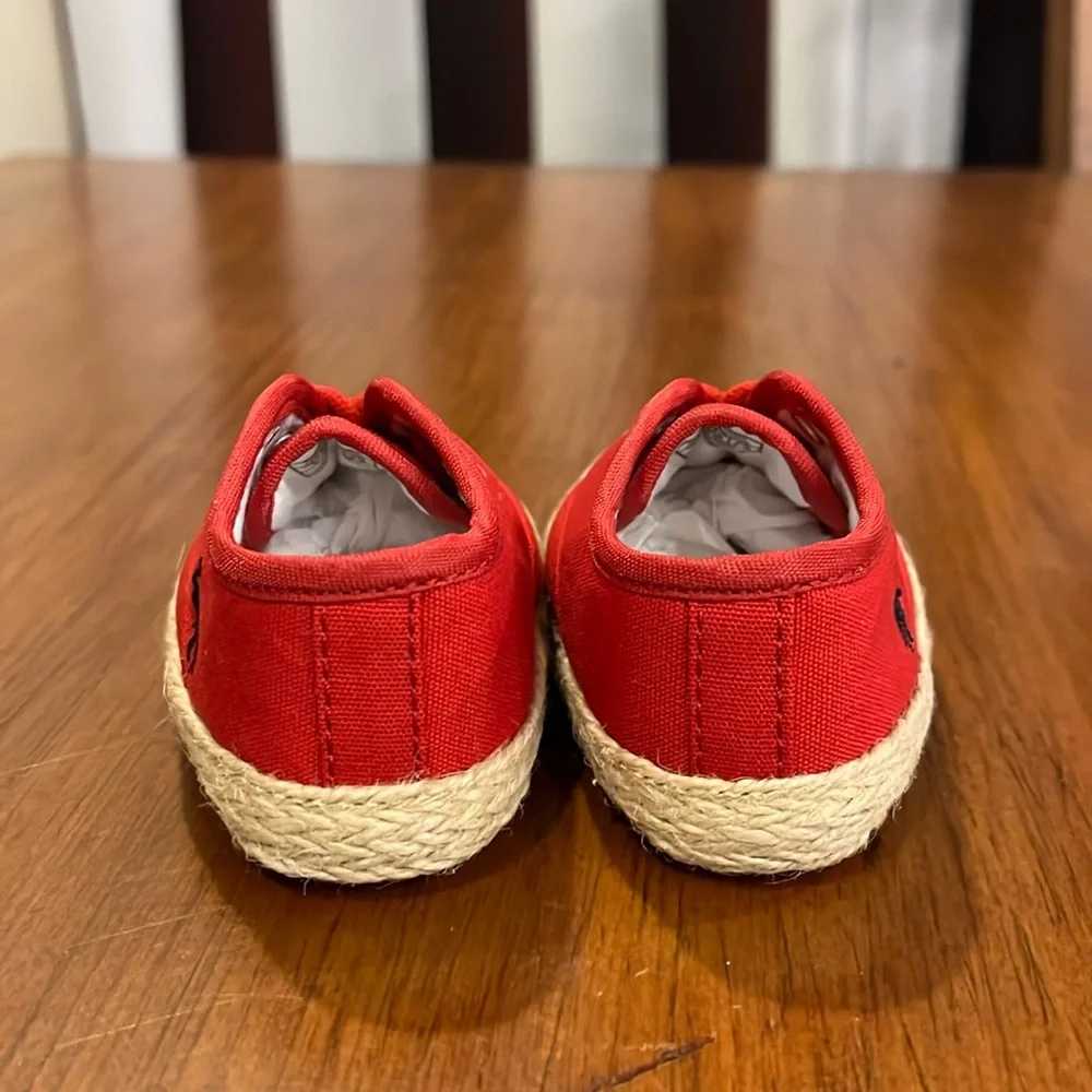 Polo Ralph Lauren red canvas Bowman Lace Crib shoes sneakers Infant Baby Size 1